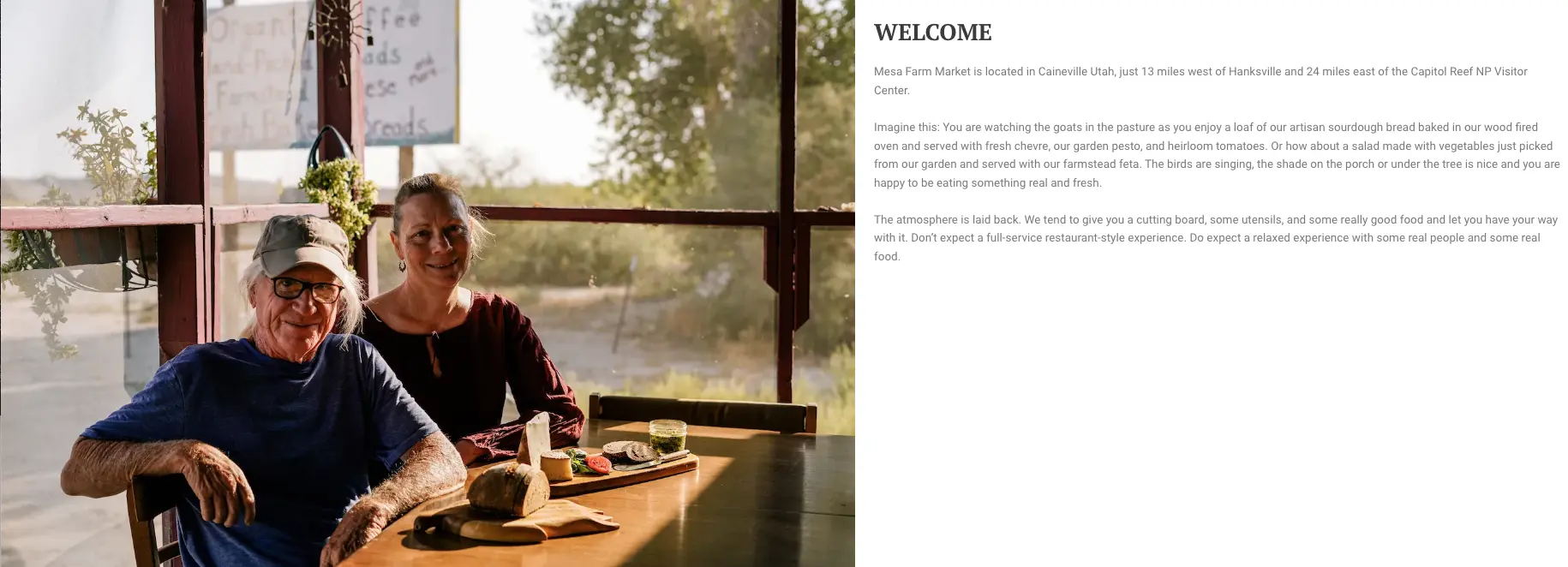 Mesa Farms website screenshot about storytelling